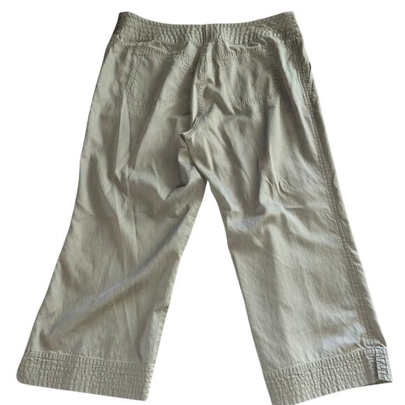 Sigrid Olsen Pants Womens Tan 100% Linen Blend  Capri Front Tie Poet Crop 14 P - Picture 7 of 12